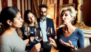 donna che spiega come vendere vini pregiati