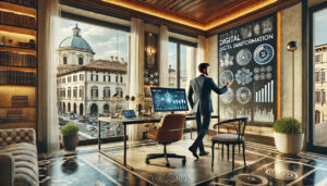 imprenditore italiano che studia come digitalizzare un' azienda