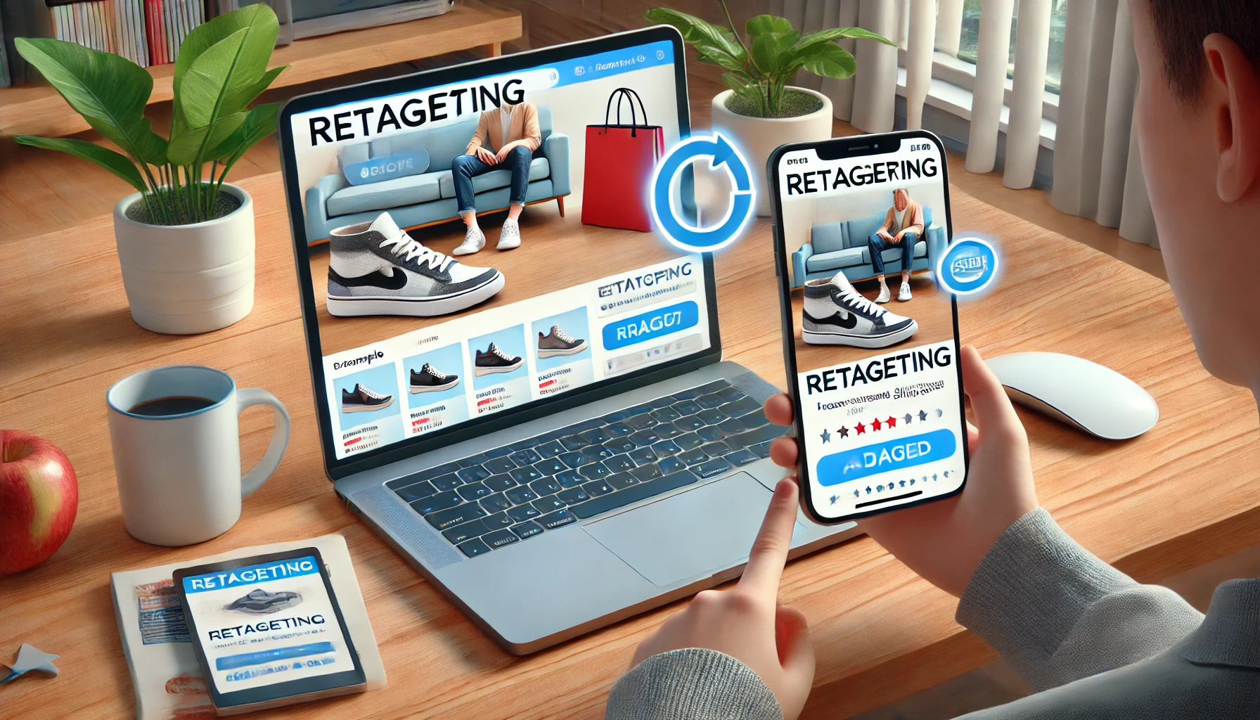 proprietario di ecommerce davanti al computer che cerca di capire Cos’è il Retargeting